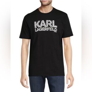 Karl Lagerfeld Paris Black Logo Graphic T-Shirt Size Small EUC
